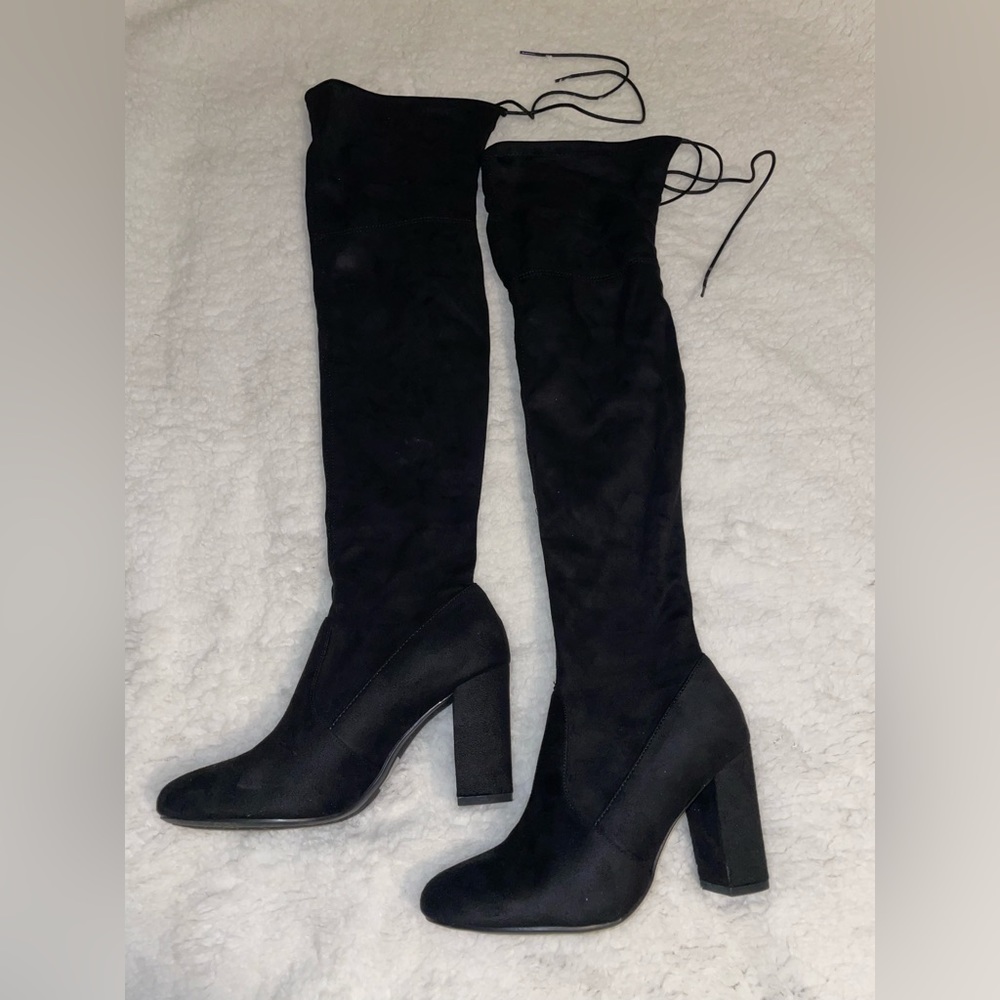 Thigh High Block Heel Boot